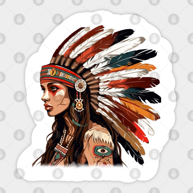 Native American Girl Sticker by Chromatic Fusion Studio